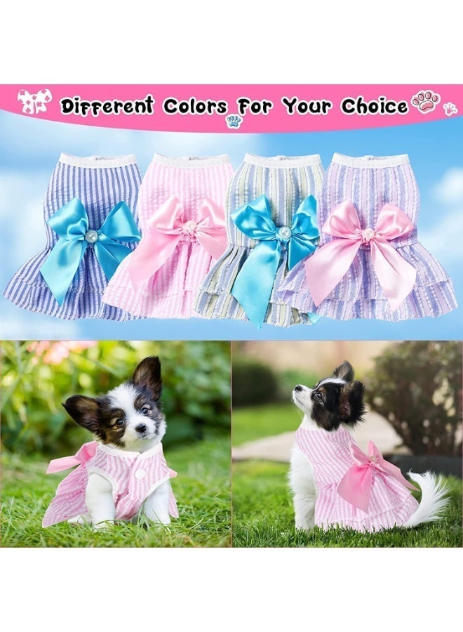 ChicAbode 4 Pieces Dog Dresses, for Small Medium Dogs Puppy Clothes, Summer Princess Pet Dresses, Girl Female Doggie Tutu Skirt Apparel, for Chihuahua Yorkies Pup Cat Outfit(X-Small) - Image 4